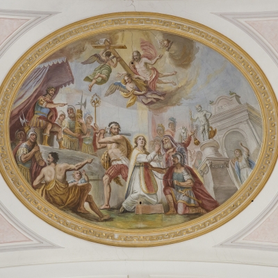 Schlehdorf Langhaus Fresko Enthauptung St. Tertulin