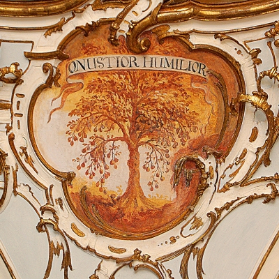 Emblem zum Heimsuchungsbild: Baum mit Früchten